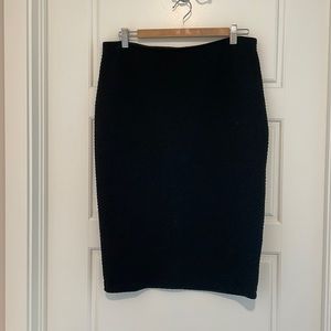 Womens Black Textured Stretch Pencil Skirt Sz L